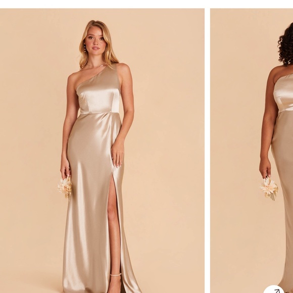 Birdy Grey Kira Shiny Satin Neutral Champagne Dress - Picture 1 of 1